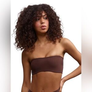 Commando Womens Mocha Brown Double Take Bandeau Bralette Size S/M